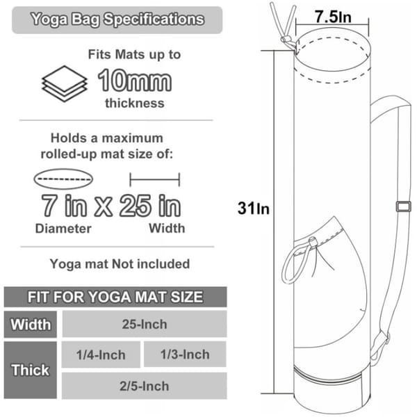 Beige Black Beige Yoga Mat Bag Yoga Mat Carrier Pilates Bag Fitness Accessory Yoga