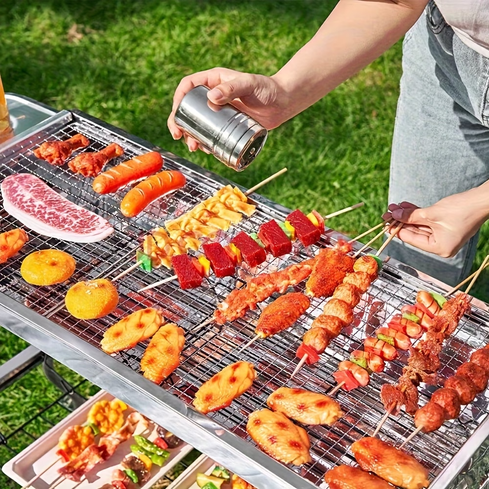 50 stainless steel barbecue skewers for outdoor picnics, perfect for outdoor barbecues, camping, and picnics.