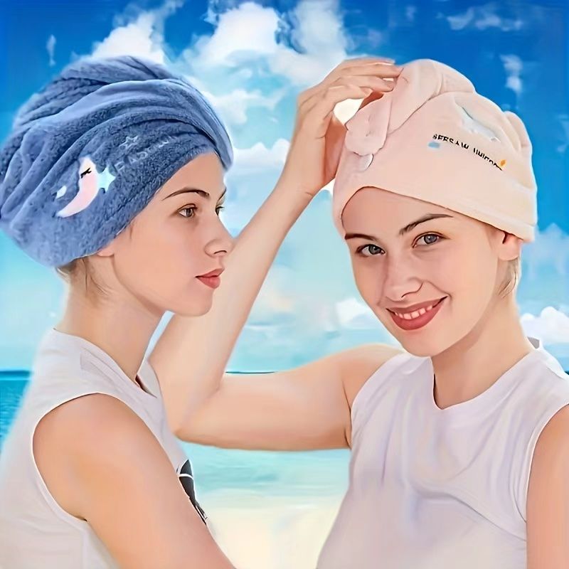 Ladies' Soft Quick-Dry Shower Cap Towel - Delicate Embroidery, Essential for a Refreshing Bath（violet）