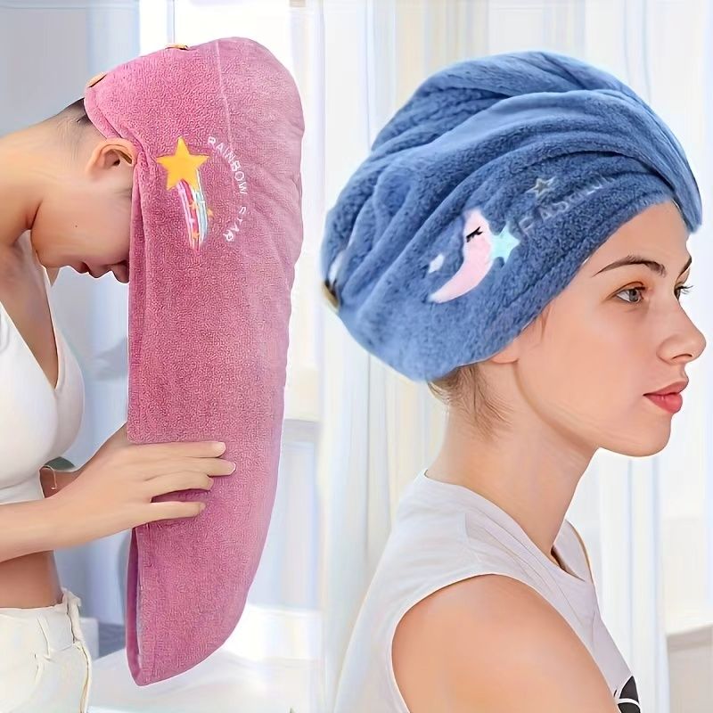 Ladies' Soft Quick-Dry Shower Cap Towel - Delicate Embroidery, Essential for a Refreshing Bath（violet）