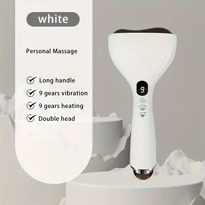 USB Electric Gua Sha Massager, Electric Massager, Heated Vibration Gua Sha Board, Suitable for Neck, Shoulder, and Back Massage Tools, Ideal for Beauty/Daily Relaxation, Home Personal Care Tool（WHITE）
