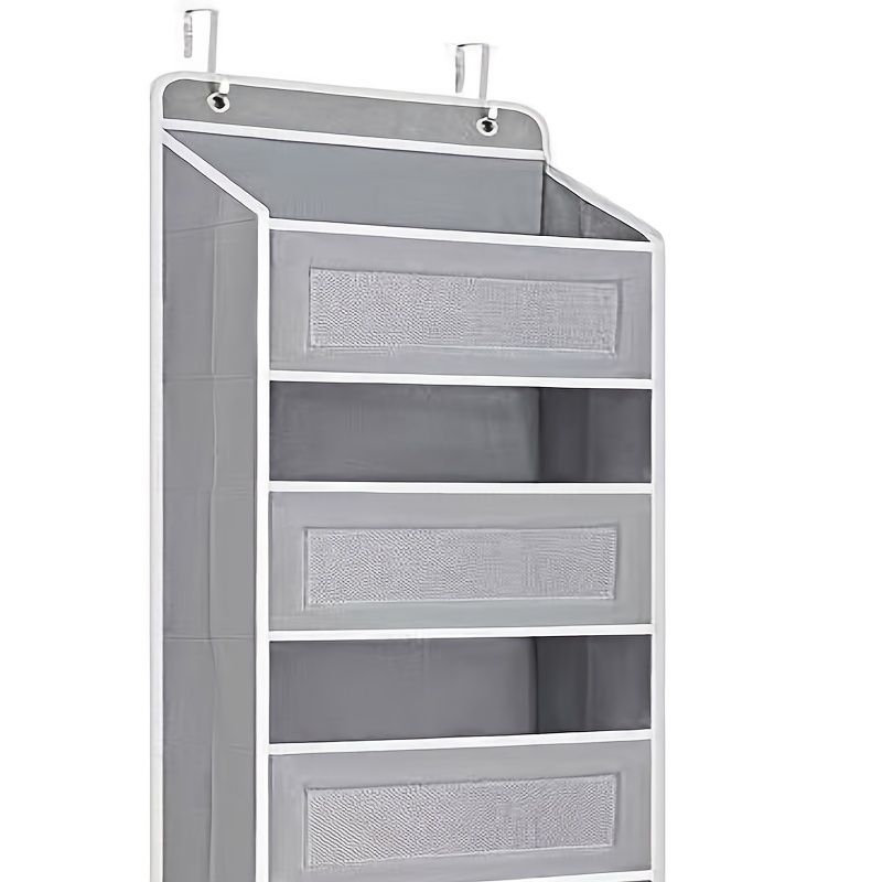 Storage Marvel in Black & Gray — 3-Tier Over-the-Door Organizer with 3 Large Pockets. Sturdy and Anti-Tip Design for Strong Load-Bearing. A Neat Solution for Bedroom, Bathroom & Storage Room.(GREY))
