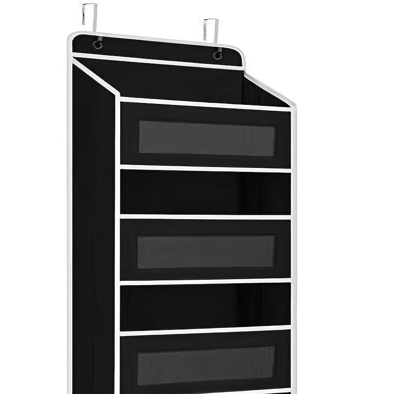 Storage Marvel in Black & Gray — 3-Tier Over-the-Door Organizer with 3 Large Pockets. Sturdy and Anti-Tip Design for Strong Load-Bearing. A Neat Solution for Bedroom, Bathroom & Storage Room.(GREY))