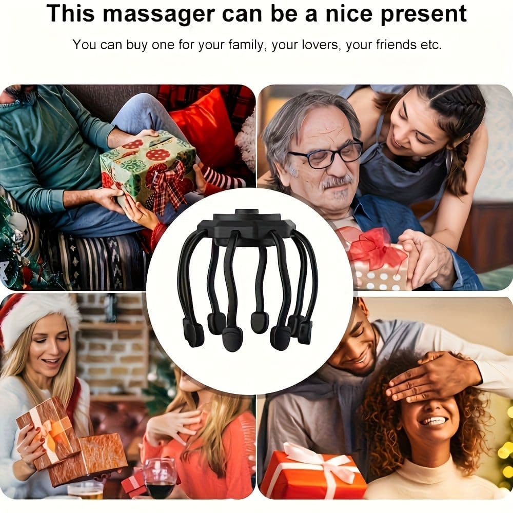 Head & Scalp Massager 8-Claw Full-Coverage Intelligent Design Black