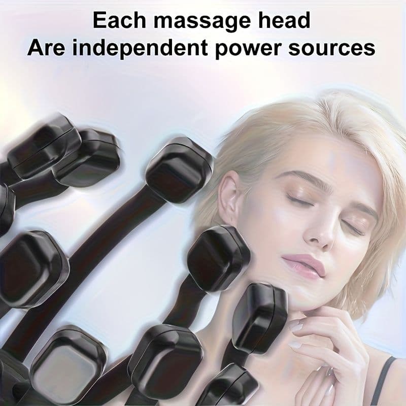Head & Scalp Massager 8-Claw Full-Coverage Intelligent Design Black