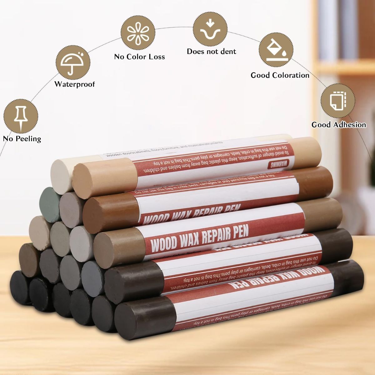 Wood Filler Sticks 20 Colors Repair Wax Sticks Kit Furniture Touch Up Crayons for Repairing Scratches Holes Cracks Wood Floor Tables Cabinets Doors Hardwood(Gray Series)