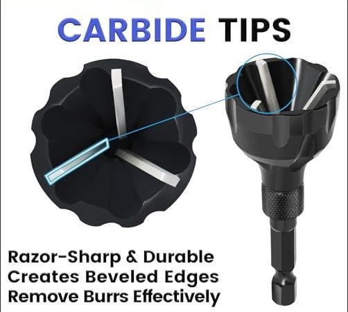 5PCS Deburring Tool Set, Tungsten Carbide Chamfer Drill Bit, External Deburring Tool with Quick Release Hex Shank for Metal, Fits 1/8"-3/4" (3-20mm)