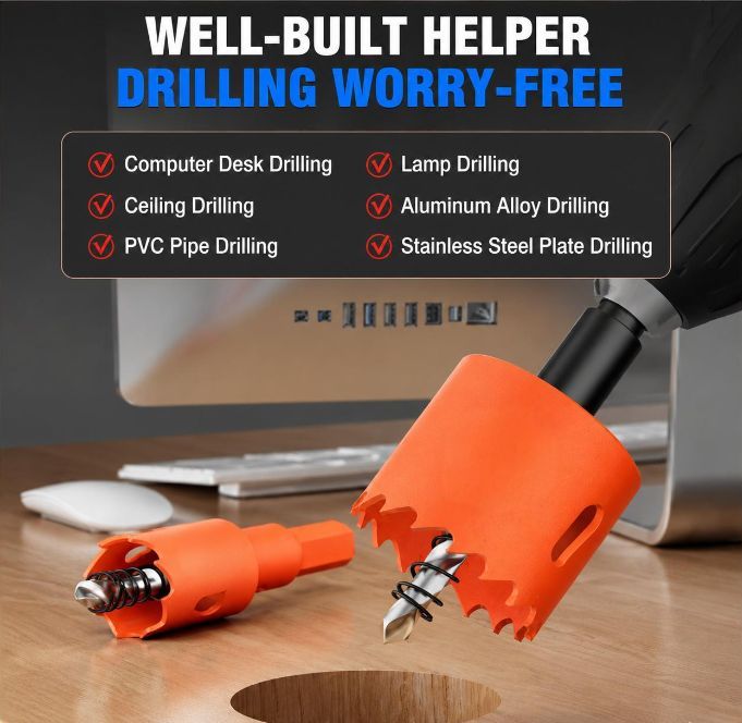 75mm Bi-Metal M42 High Speed Steel Hole Saw | with Pilot Drill Bit, Smooth Cutting Edge for PVC, Drywall, Wood, Plastic, Gypsum Board, Rubber, Thin Metal
