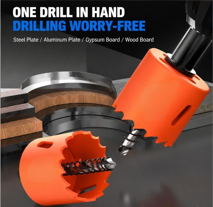 170mm Bi-Metal M42 High Speed Steel Hole Saw | with Pilot Drill Bit, Smooth Cutting Edge for PVC, Drywall, Wood, Plastic, Gypsum Board, Rubber, Thin Metal