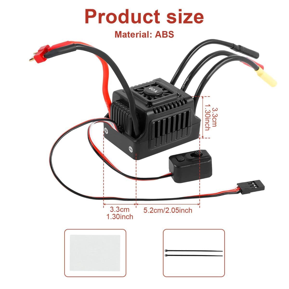 Brushless ESC 60A Waterproof Dustproof Smart ESC for 1/10 RC Car Truck Outdoor T Plug