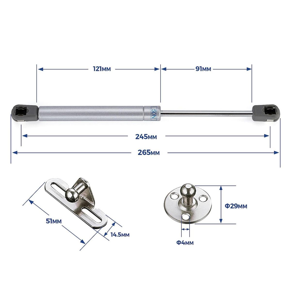 4 PCS 50N/11.2 LB Silver Cabinet Gas Struts Lid Support, 10 Inch | Soft Open Doors, Kitchen Cabinets, Gas Shock Replacement, Lift Support Hinges, Cabinet Lids, Door Lifts, Hardware Update