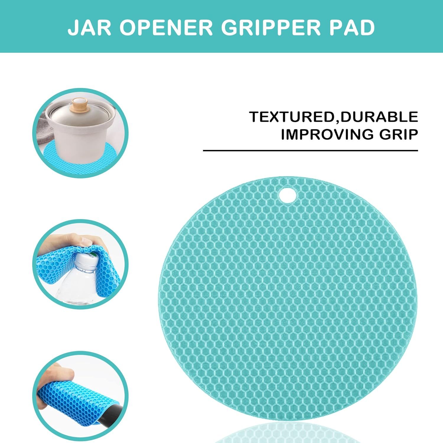 5-in-1 Bottle Opener & 4-Size Jar Opener Set with Adjustable Grip, Silicone Pad, and Ergonomic Handle—Multi-Function Kitchen Tool for Cans, Jars, Bottles, Pull Tabs, and Caps—Durable, Easy-to-Use Design (Blue)