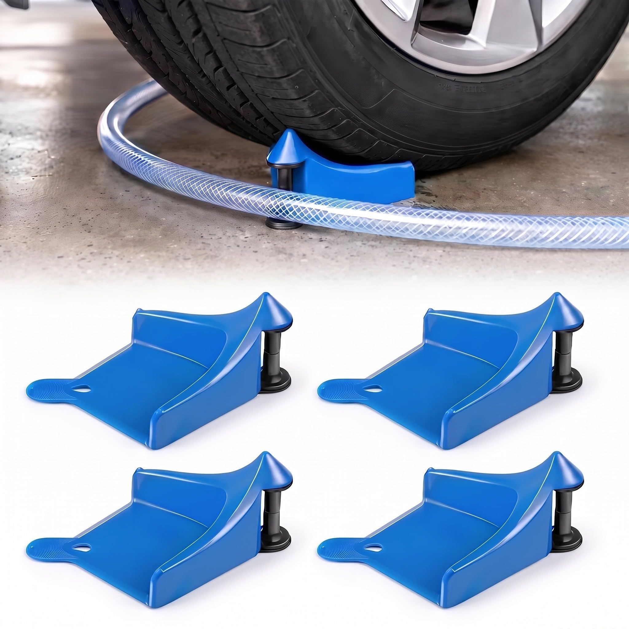 4 Pcs Car Hose Guides for Car Washing and Pressure Washer,Prevents Hose Snags, Textured Anti-Slip Grip, Durable Plastic, Easy Storage, Fits Cars, Trucks, SUVs, RVs and Motorcycles