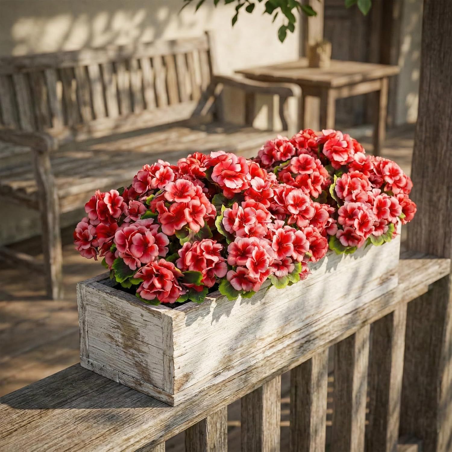 8 Pcs Artificial Red Geranium Silk Flowers for Outdoor Patio Garden & Indoor Home Decor (Pink)