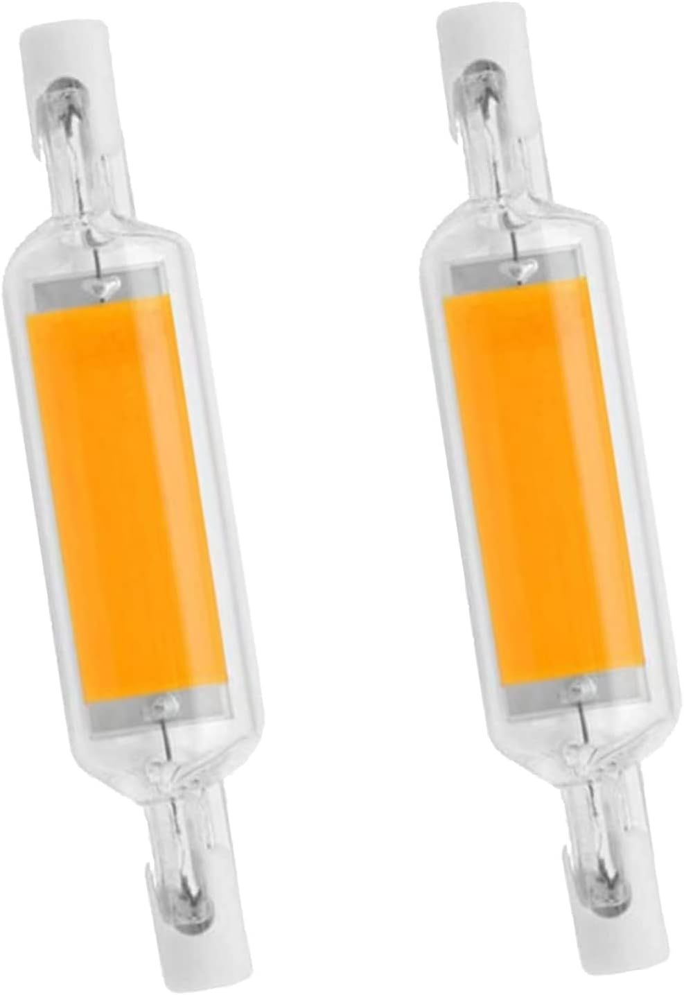 2PCS 10W R7S LED COB Bulb, Dimmable 78mm Double-Ended J-Type T3 Lamp, 100W Halogen Equivalent, 1000LM 6000K Daylight for Floodlight & Landscape Lighting (Yellow)