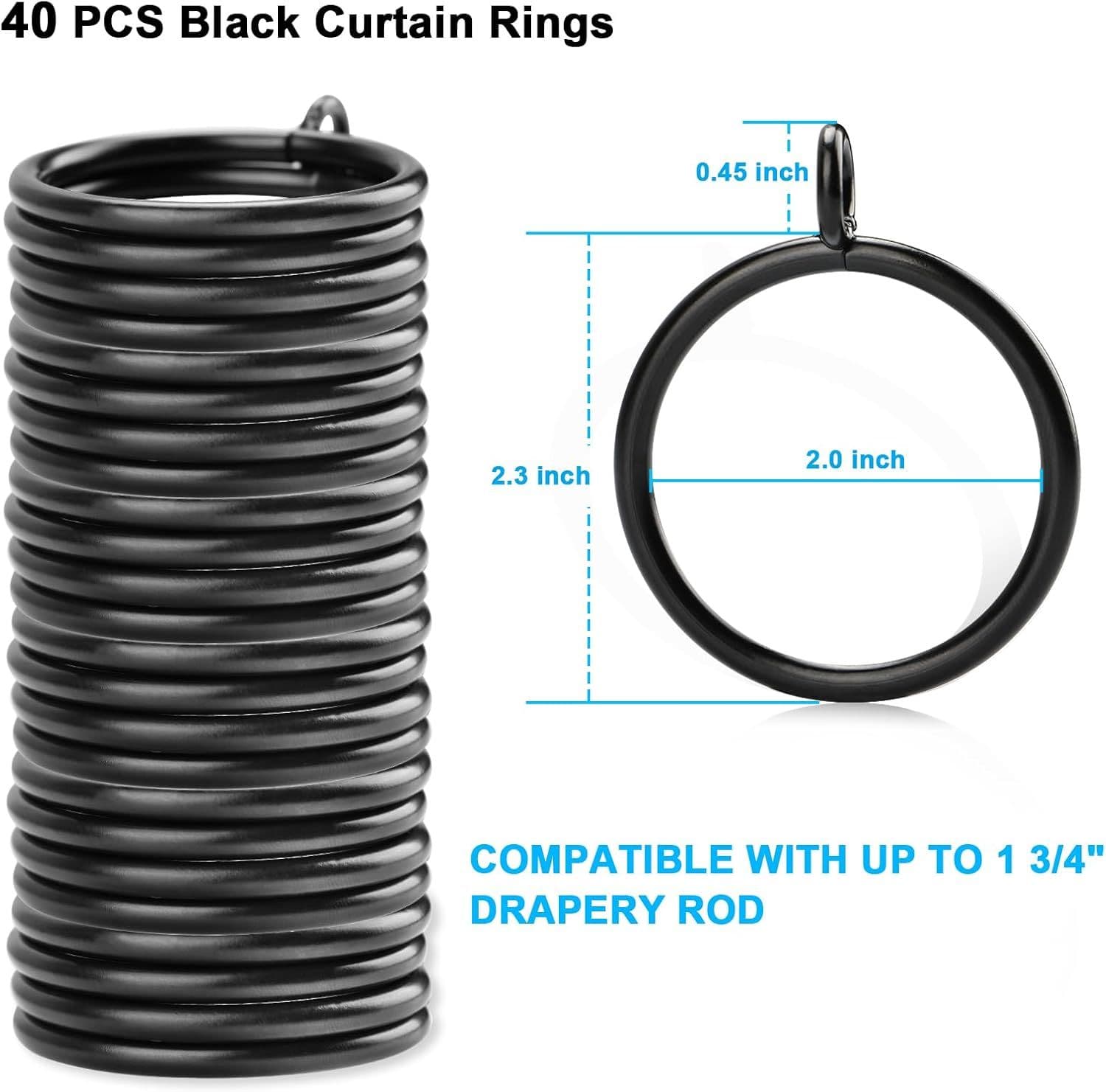 40 PCS Heavy Duty Metal Curtain Rings with Eyelets, Smooth Gliding Drapery Rings for Roman Rods, Rustproof Curtain Hooks for Home Office Hotel (2)