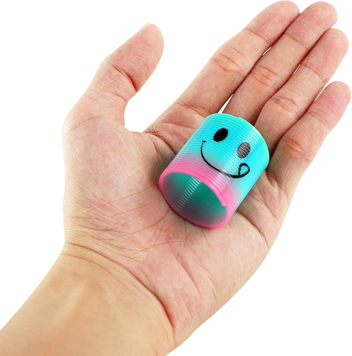 30-Pack Mini Rainbow Magic Spring Toys, Smiley Face Fidget Stress Relief Coils for Kids Party Favors, Classroom Prizes, Carnival Prizes, Birthday Goodie Bags (Multicolor)