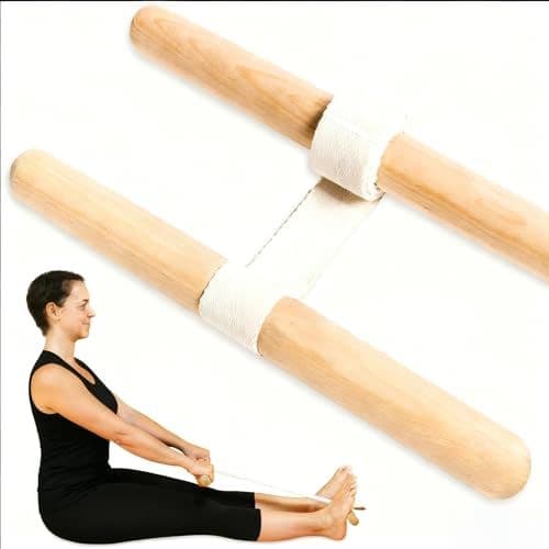 6-in-1 Hamstring Stretcher Tool for Yoga, Fitness, Flexibility Training & Daily Stretches (Light Wood Color)