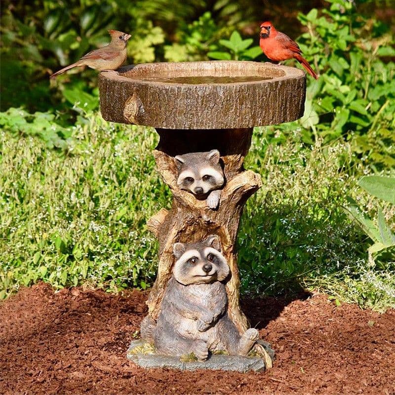 Resin Bird Bath Statue Outdoor Decorative Feeder Water Fountain Whimsical Sculpture for Garden Patio Lawn Chicken
