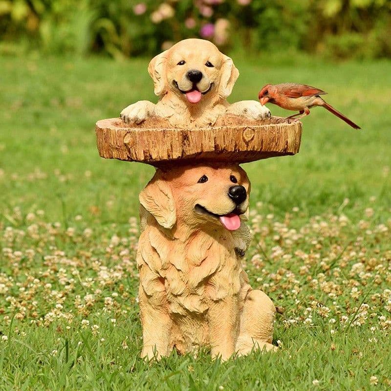 Resin Bird Bath Statue Outdoor Decorative Feeder Water Fountain Whimsical Sculpture for Garden Patio Lawn Chicken