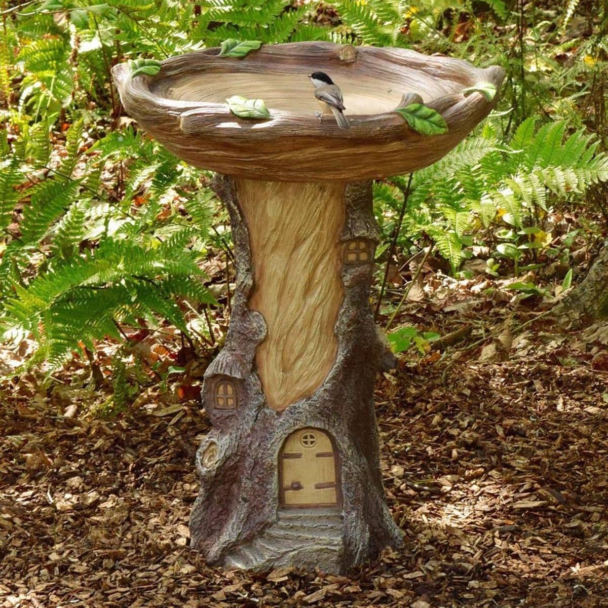 Resin Bird Bath Statue Outdoor Decorative Feeder Water Fountain Whimsical Sculpture for Garden Patio Lawn Chicken