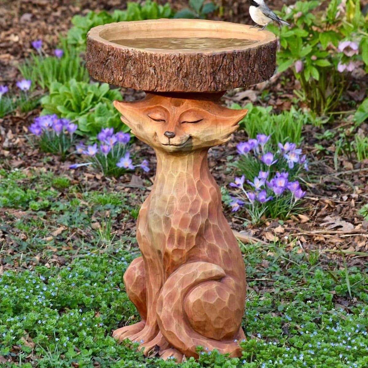Resin Bird Bath Statue Outdoor Decorative Feeder Water Fountain Whimsical Sculpture for Garden Patio Lawn Chicken