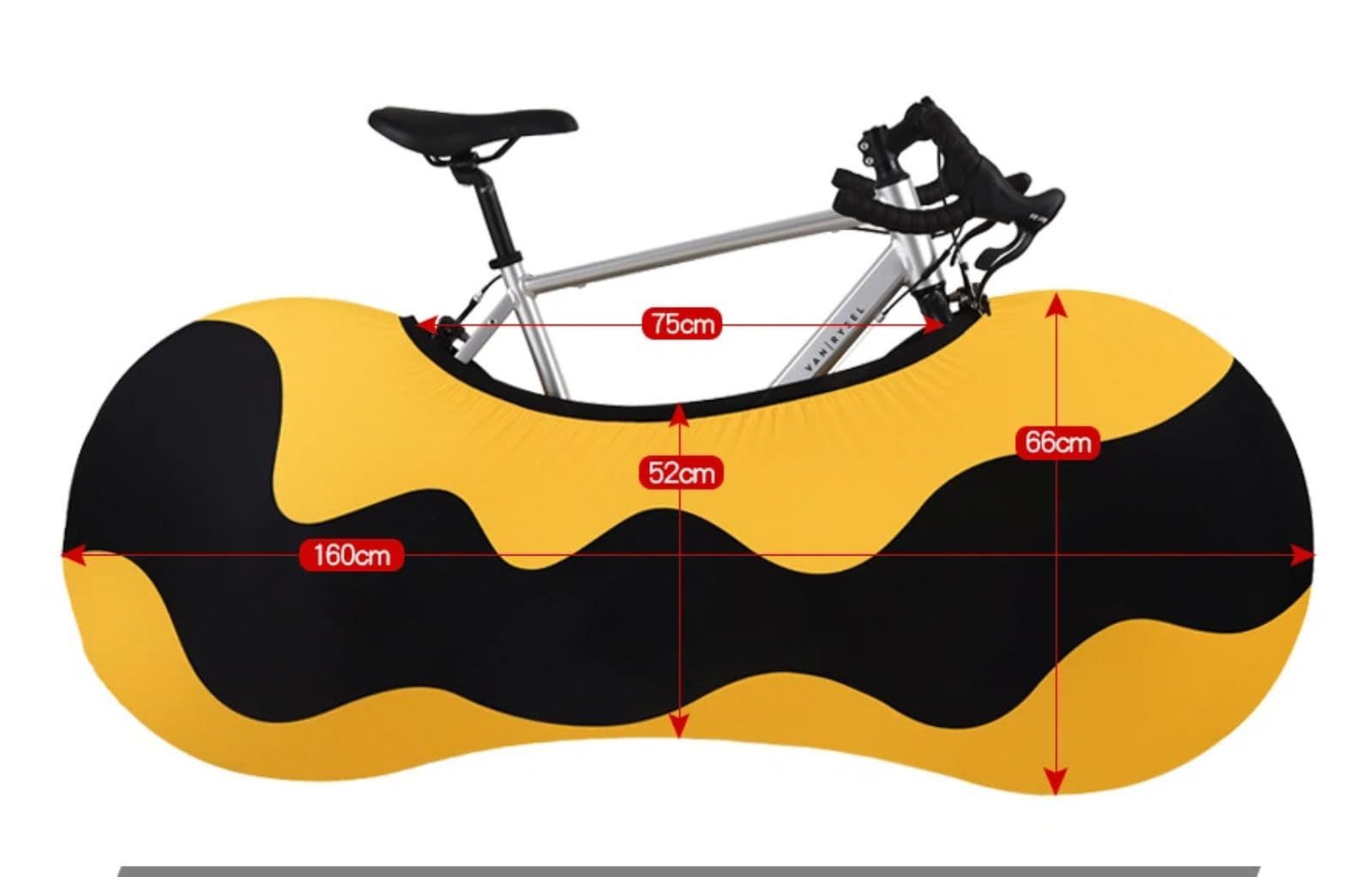 Indoor Stretchable Bicycle Frame Cover, Dust & Scratch Protection for Home Storage, 160*66cm (black)