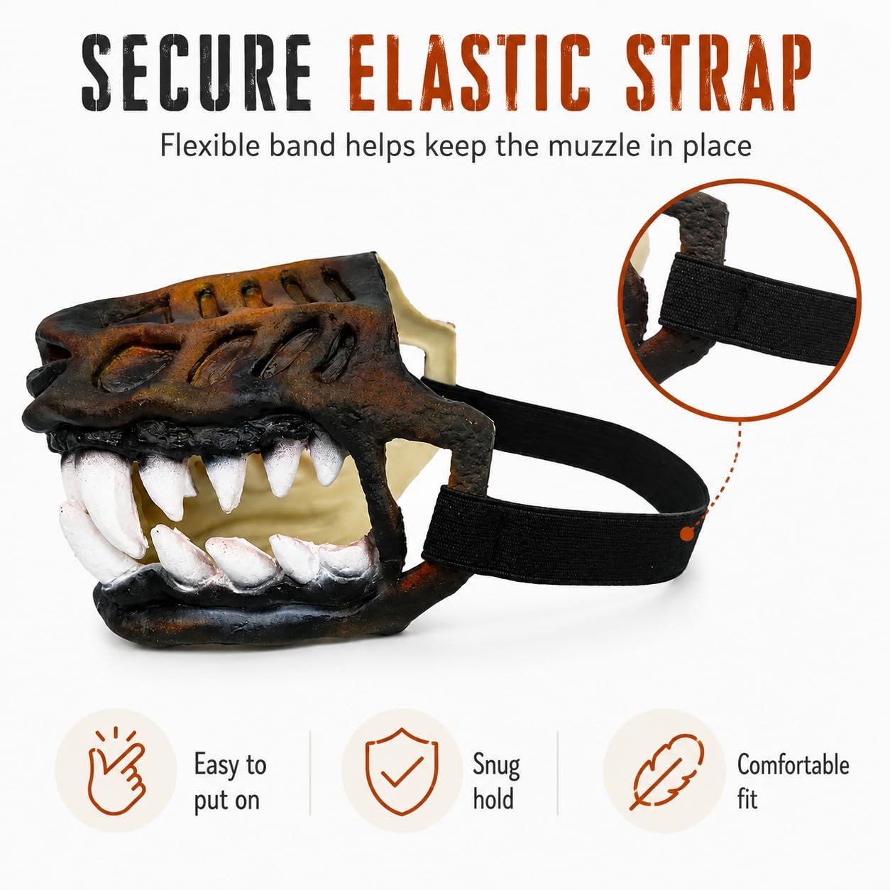 Funny Anti-Bite Dinosaur Dog Muzzle, Hell Hound Monster for Halloween Party Cosplay Dogs Beast Terror Pet Lifelike Teeth Mask Photo Shoots Trick or Treat with Adjustable Straps，Without Blood,L (Black)