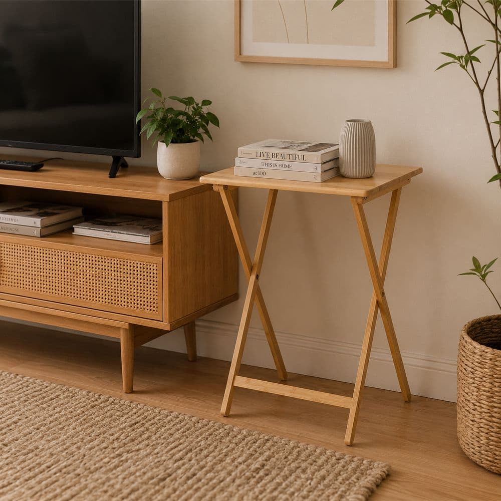 Foldable Bamboo Laptop Table, Bed Tray & Snack Table – Portable & Space-Saving