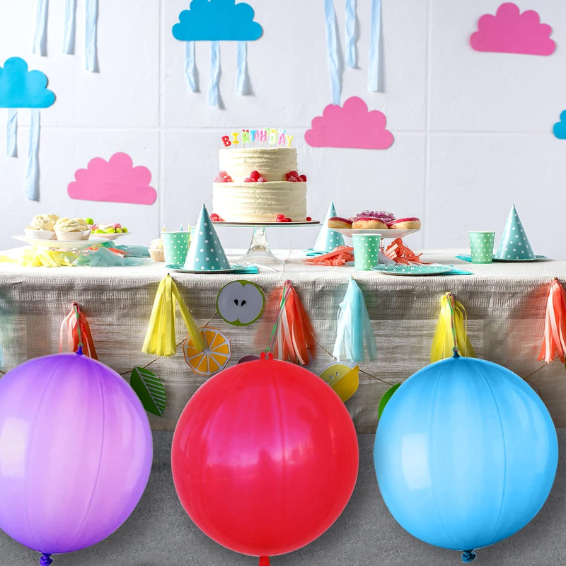 50-pack 6g punched balloons, thickened neon colored punched balloons, heavy-duty party favors with rubber handles, bouncy balls for birthdays and weddings.