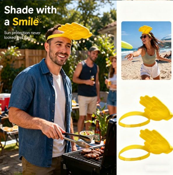 Novelty Hand Shaped Sun Visor Hat, Funny Palm Headband UV Protection Sun Hat, Creative Photo Prop for Women Men, Portable Summer Outdoor Beach Travel Sunshade Headband, One Size Fits All