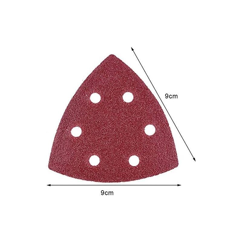 120 Pack Delta Sanding Triangles, 6 Hole Sandpaper, Grit 40 60 80 120 180 240, 90 x 90 x 90 mm