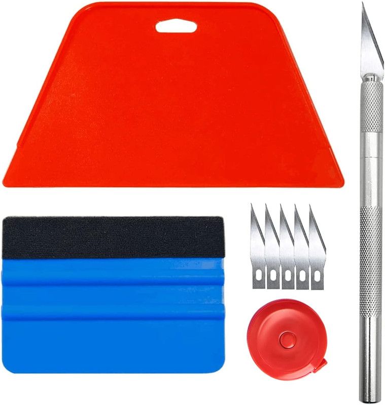 DIY Vinyl Film Tool Kit, Squeegee Craft Cutter with Replaceable Blades, Tape Measure for Wallpaper Window Tint