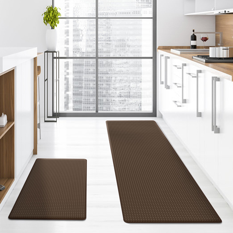Brown Non-Slip Kitchen Mats , Easy Clean Stain Resistant Kitchen Rugs for Sink, Laundry, Office（44*70*0.8cm）