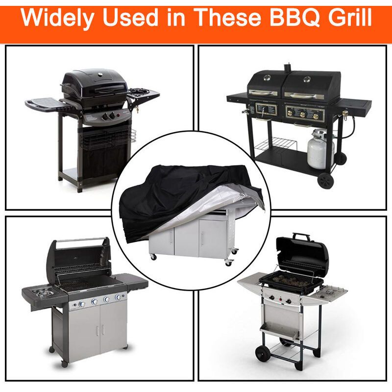 Black 210D Waterproof Gas Grill BBQ Cover Compatible with Weber Holland JennAir, 150 x 100 x 125 cm