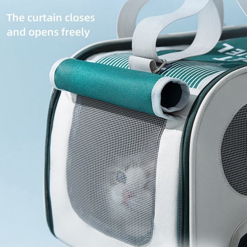 Pet Travel Bag Soft Sided Mesh Carrier Breathable Collapsible, Green