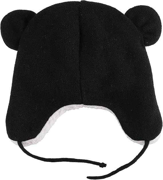 Warm Hat - Baby Winter Hat with Earflaps - Fleece Lining - Knitted - 2 Cute Ears - For Girls & Boys (Head Circumference: 48-50 cm)