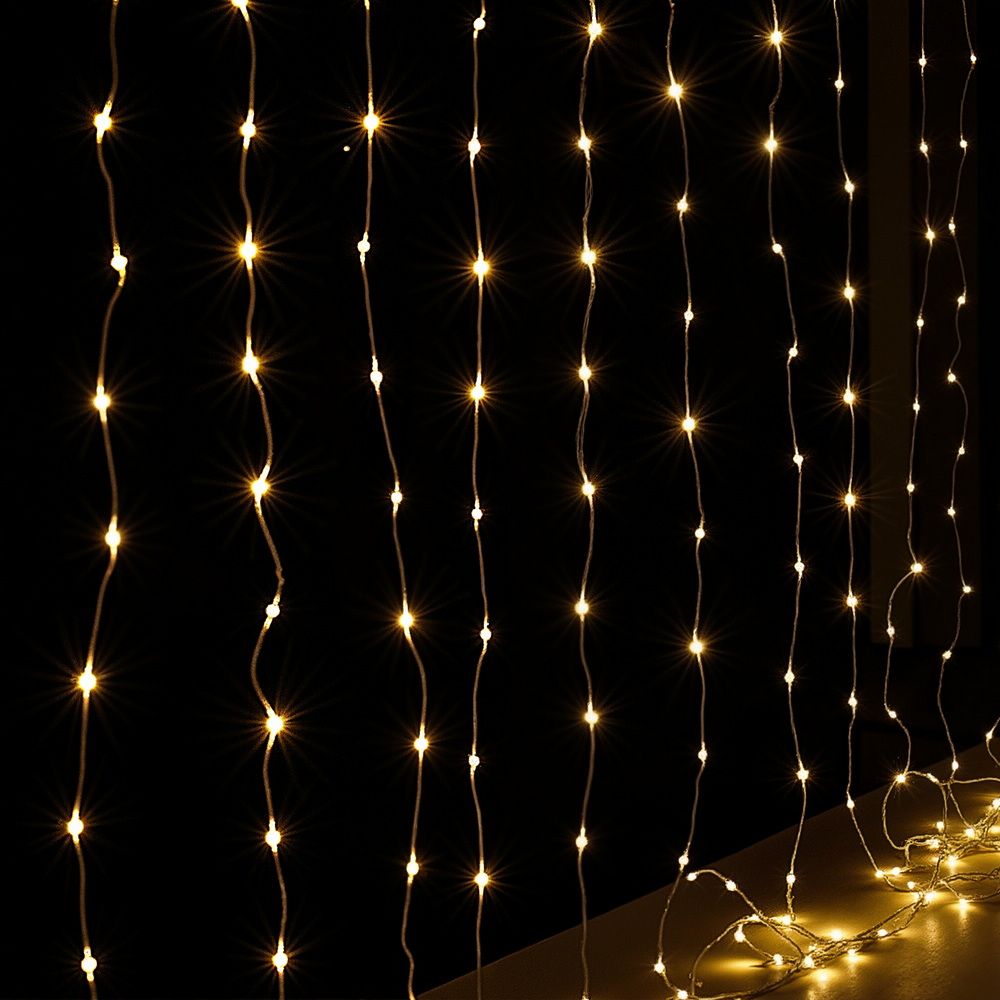 30 m Curtain String Lights, 300 LED Christmas Fairy Lights, Warm White
