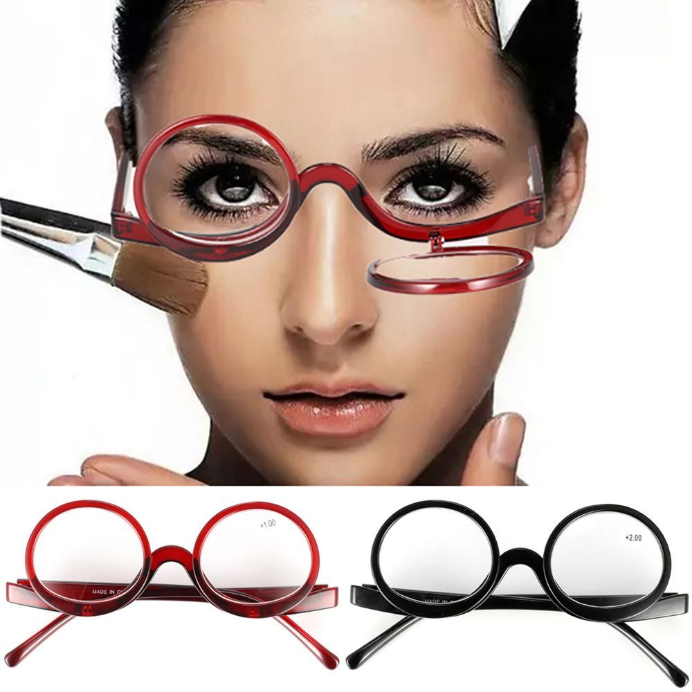 Rotating Magnifying Glass Makeup Glasses Glasses +1.0~+4.0 black black pcsrength 2.0