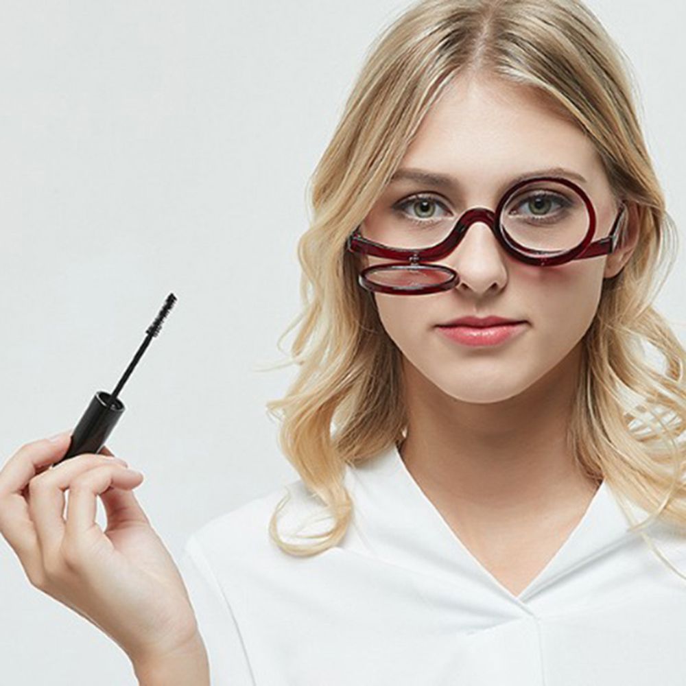 Rotating Magnifying Glass Makeup Glasses Glasses +1.0~+4.0 black black pcsrength 2.0