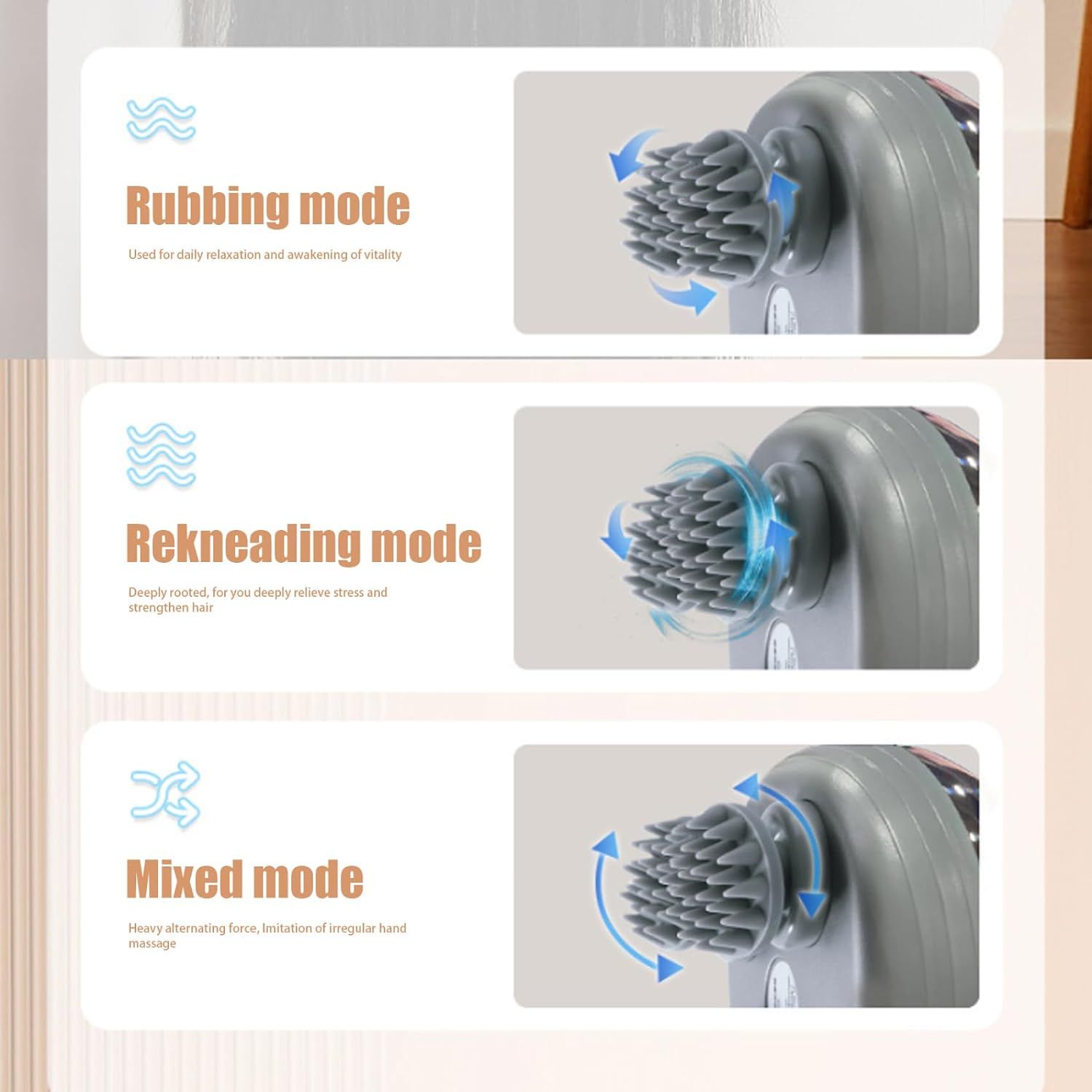 Electric Scalp Massager Cordless Waterproof 3 Modes for Hair and Body Relaxation