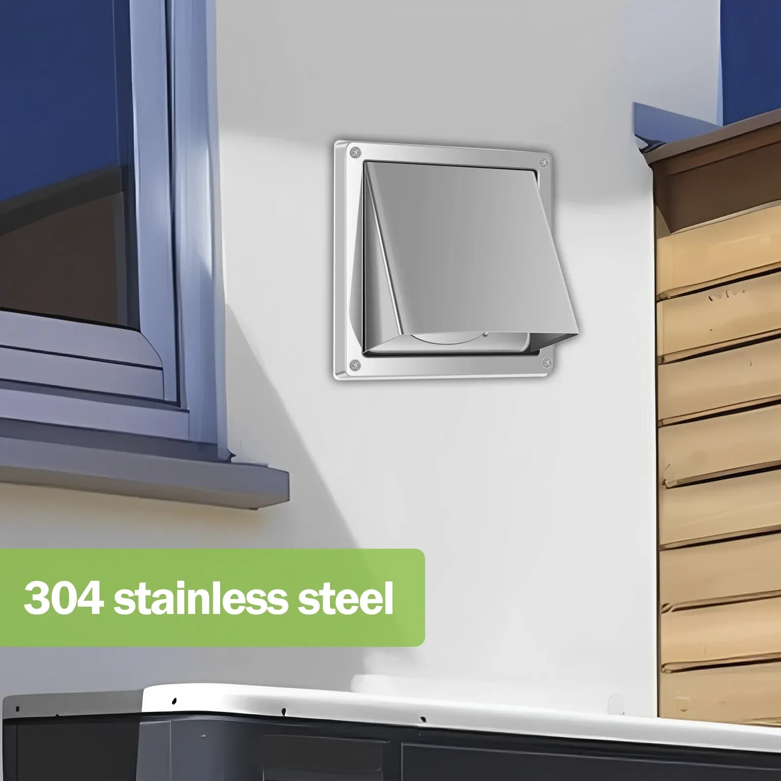 4 Inch Stainless Steel Dryer Vent Cover, Weatherproof Gravity Flap Wall Exhaust Vent for Home Dryer