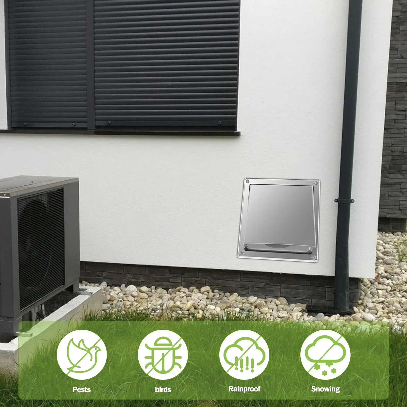 4 Inch Stainless Steel Dryer Vent Cover, Weatherproof Gravity Flap Wall Exhaust Vent for Home Dryer