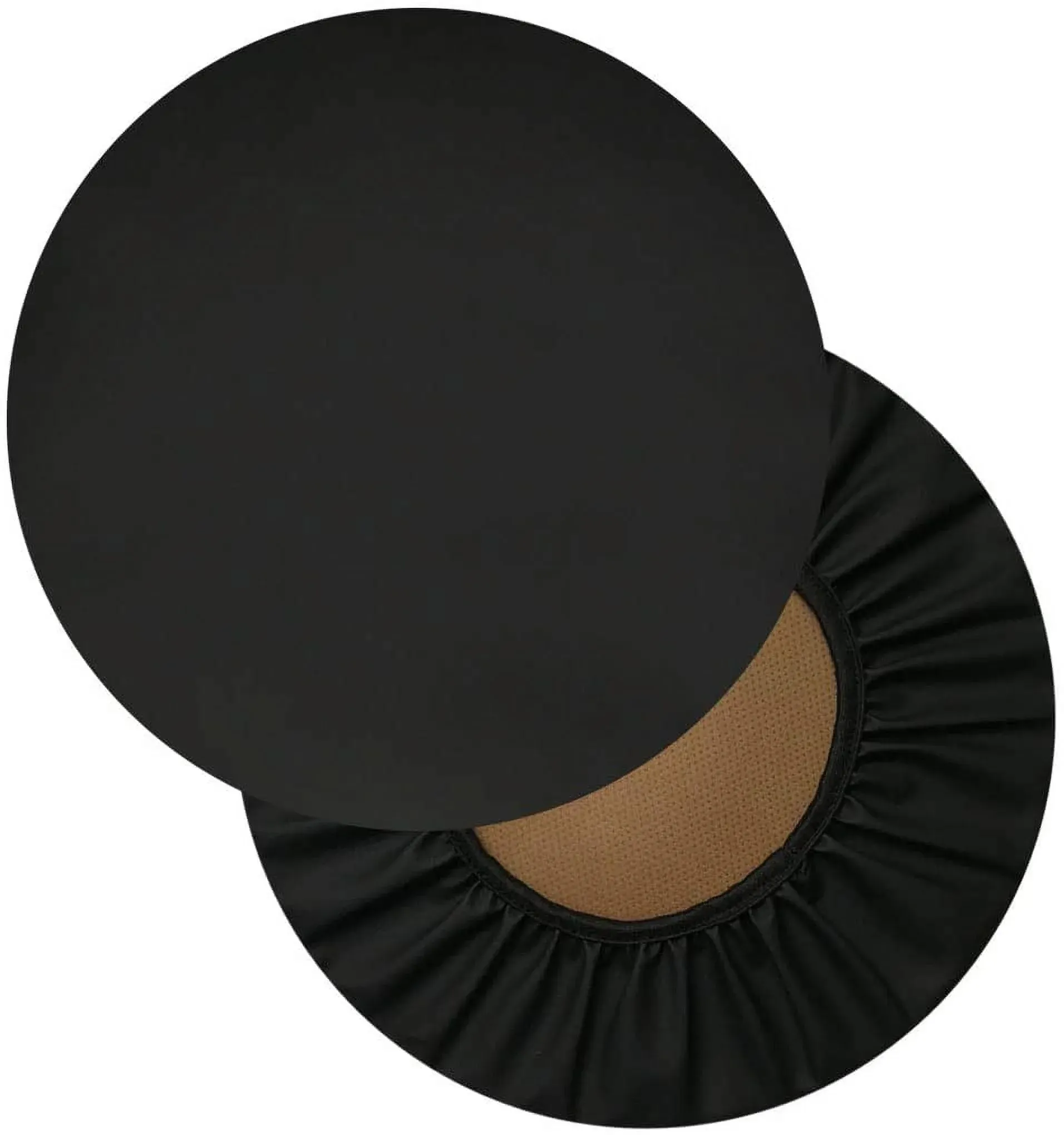 2 Pack Round Bar Stool Covers, Waterproof PU Leather Anti Slip Seat Slipcovers, 14 Inch Black