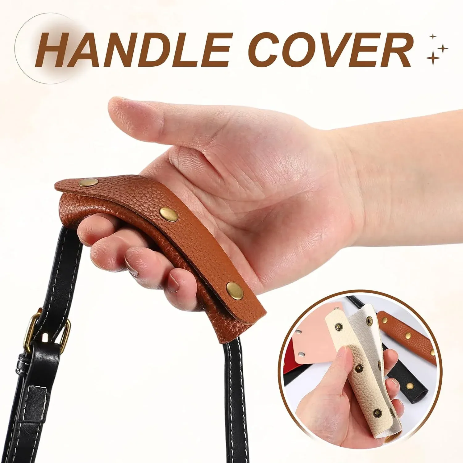 4 Pcs Handbag Handle Covers, PVC Leather Non Slip Grip Protectors with Buckles, Burgundy