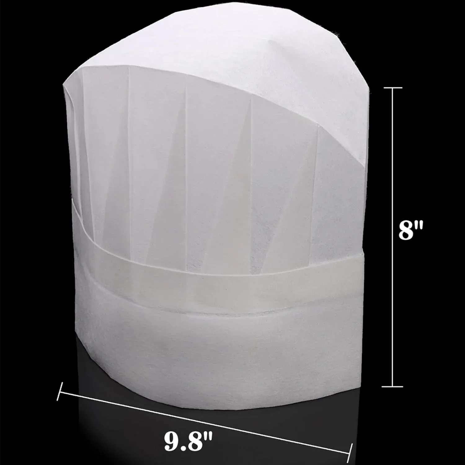 60 Pcs Disposable Chef Hats, Adjustable Non Woven Pleated Kitchen Catering Hats, White 8 In
