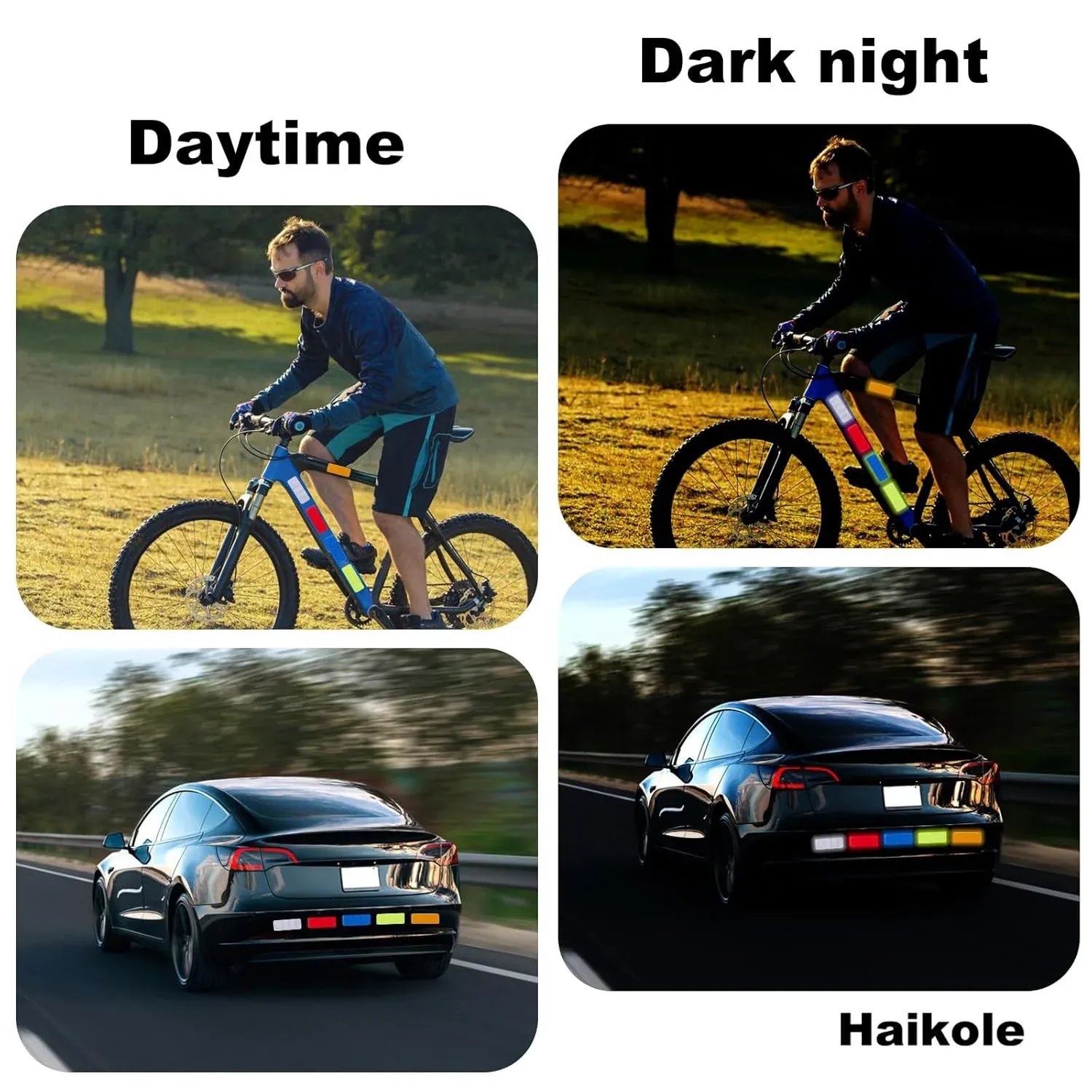 50 Pcs Reflective Safety Stickers, Waterproof PET Warning Decals for Cars Bikes, 5 Colors