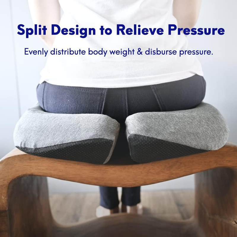 Pressure Relief Seat Cushion for Long Sitting Hours on Office/Home Chair, Car, Wheelchair - Extra-Dense Memory Foam for Hip Light gray