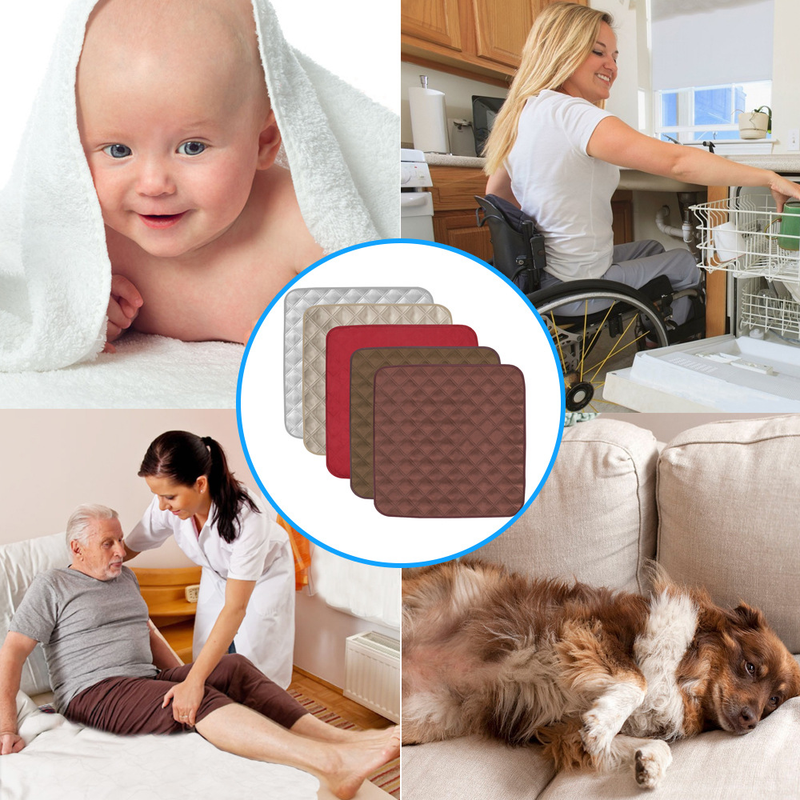 Waterproof Reusable Incontinence Pad, 51×56cm Washable Non-Slip Absorbent Mat, Multi-purpose Bed Pad for Baby, Pet, Women Period, Elderly Care, Sofa Chair Cushion, Anti-snag & Easy Clean Black