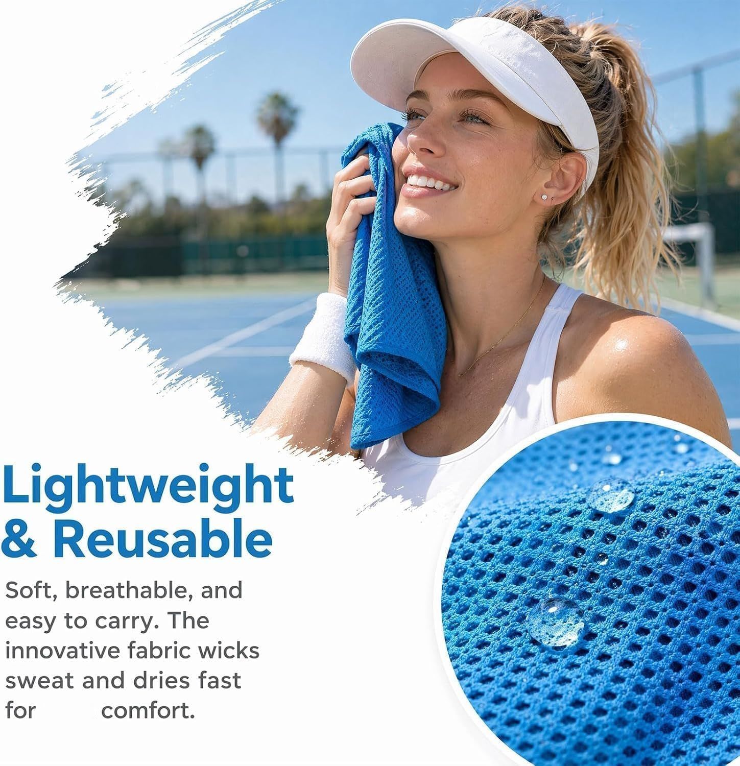 2 Pack Cooling Towels for Neck, Cooling Towels for Hot Weather, 30*100cm, Microfibre Cool Towels, Cooling Bottle Cold Sweat Towel,Instant Cooling Towel(Sky blue)
